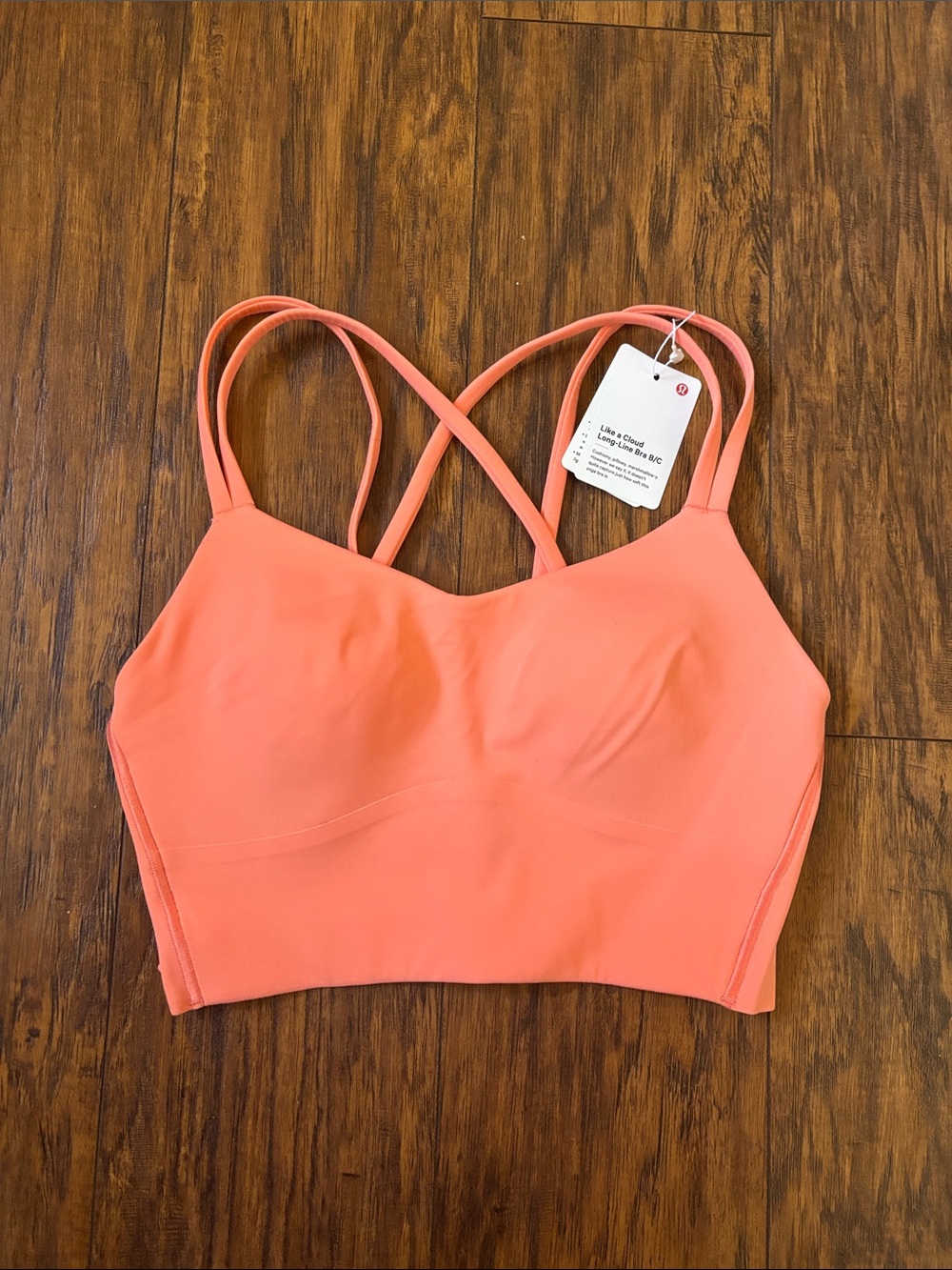 lululemon athletica LIKE A CLOUD Long Line Cross-Back Sports Bra - Coral